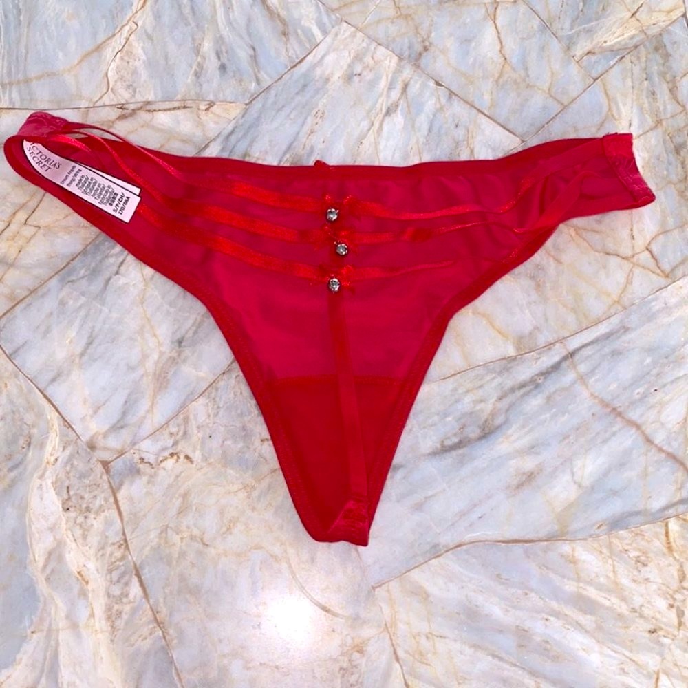 Very Sexy V-string Panties Strappy Triple‎ Strap Thong  Red Jingle Bell Santa